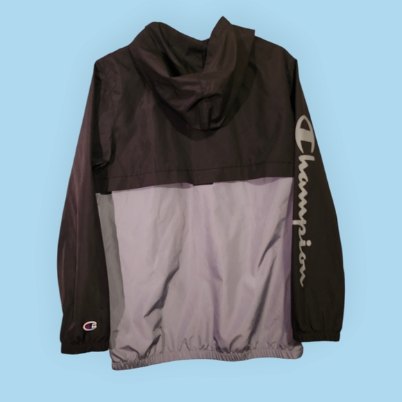 Champion Like New Unisex Windbreaker Running Rain Jacket - Large, Black & Gray - Picture 2 of 9